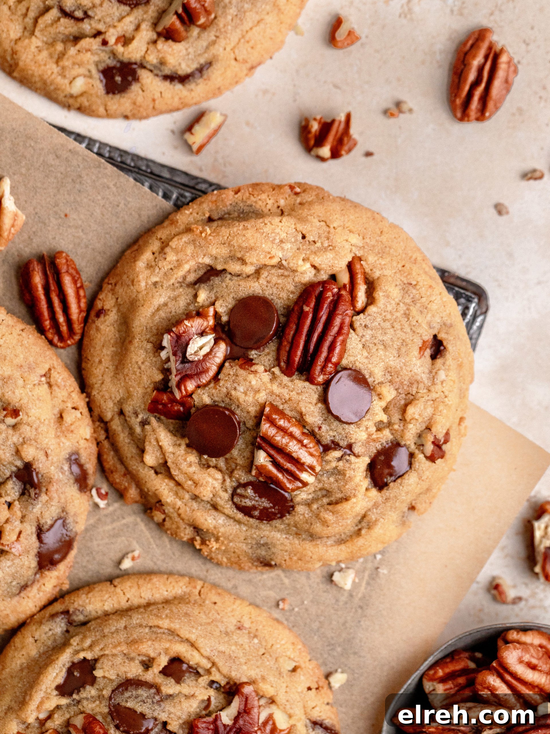 Chewy Chocolate Chip Cookies with Toasted Pecans 10 Cookies cooling on wire rack