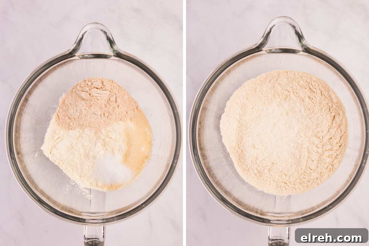 dry ingredients in glass bowl.