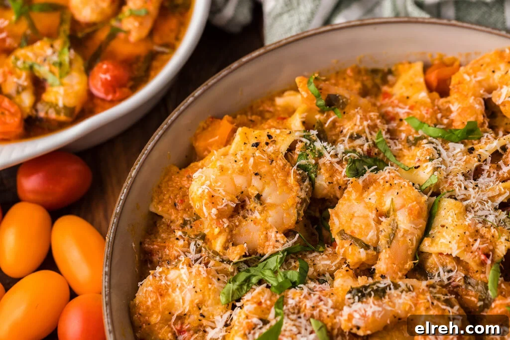 50 July Recipes to Cook This Summer 17 Garlic tomato shrimp scampi in a bowl.