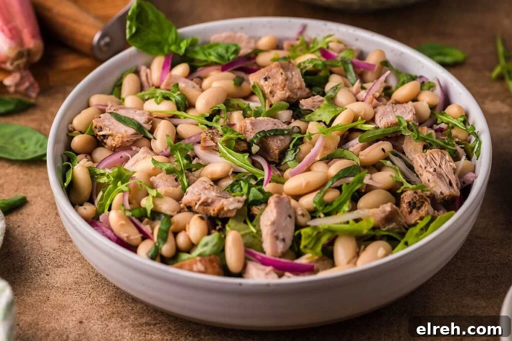 50 July Recipes to Cook This Summer 45 A large bowl of tuna bean salad.