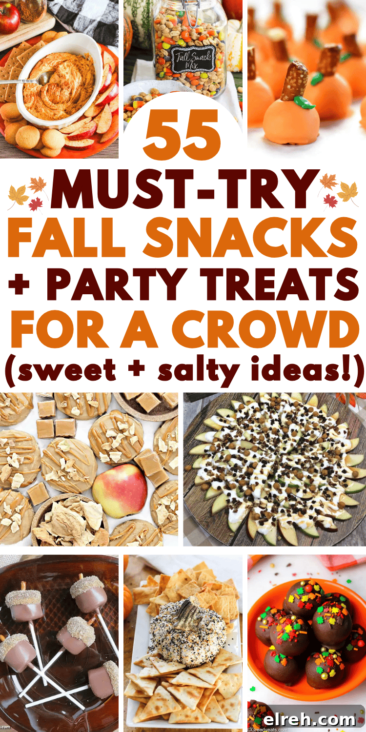 Fall snack ideas for parties, potlucks, game day, Halloween, Thanksgiving, and cozy autumn gatherings.