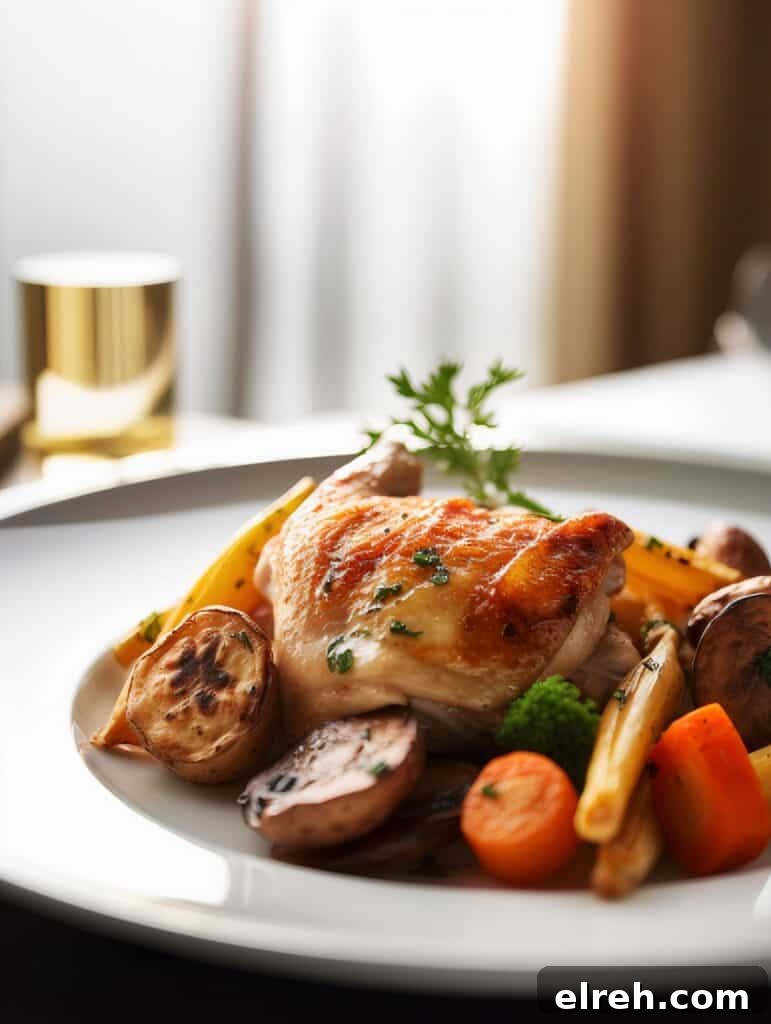 Sheet-Pan Chicken Thighs with Roasted Vegetables 5 Finished plated one-pan meal