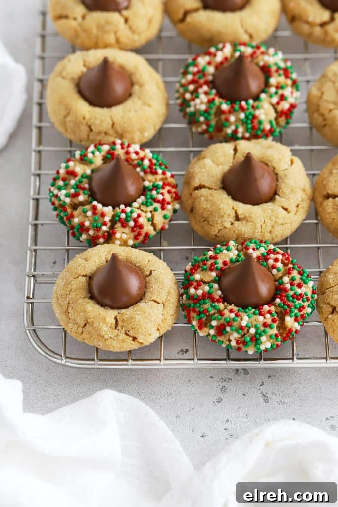Chewy Gluten-Free Hot Chocolate Cookies Recipe 11 gluten-free peanut butter blossoms with sprinkles