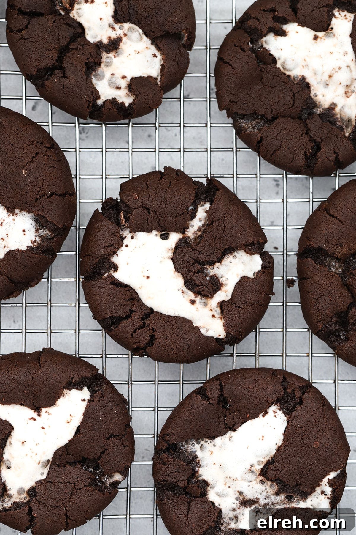 gluten-free hot chocolate cookies cooling on a wire rack