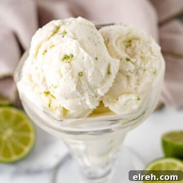 Lime ice cream in a sundae dish.