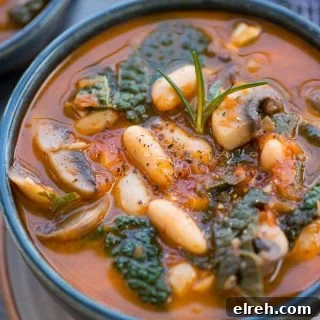Mushroom, Kale and White Bean Soup