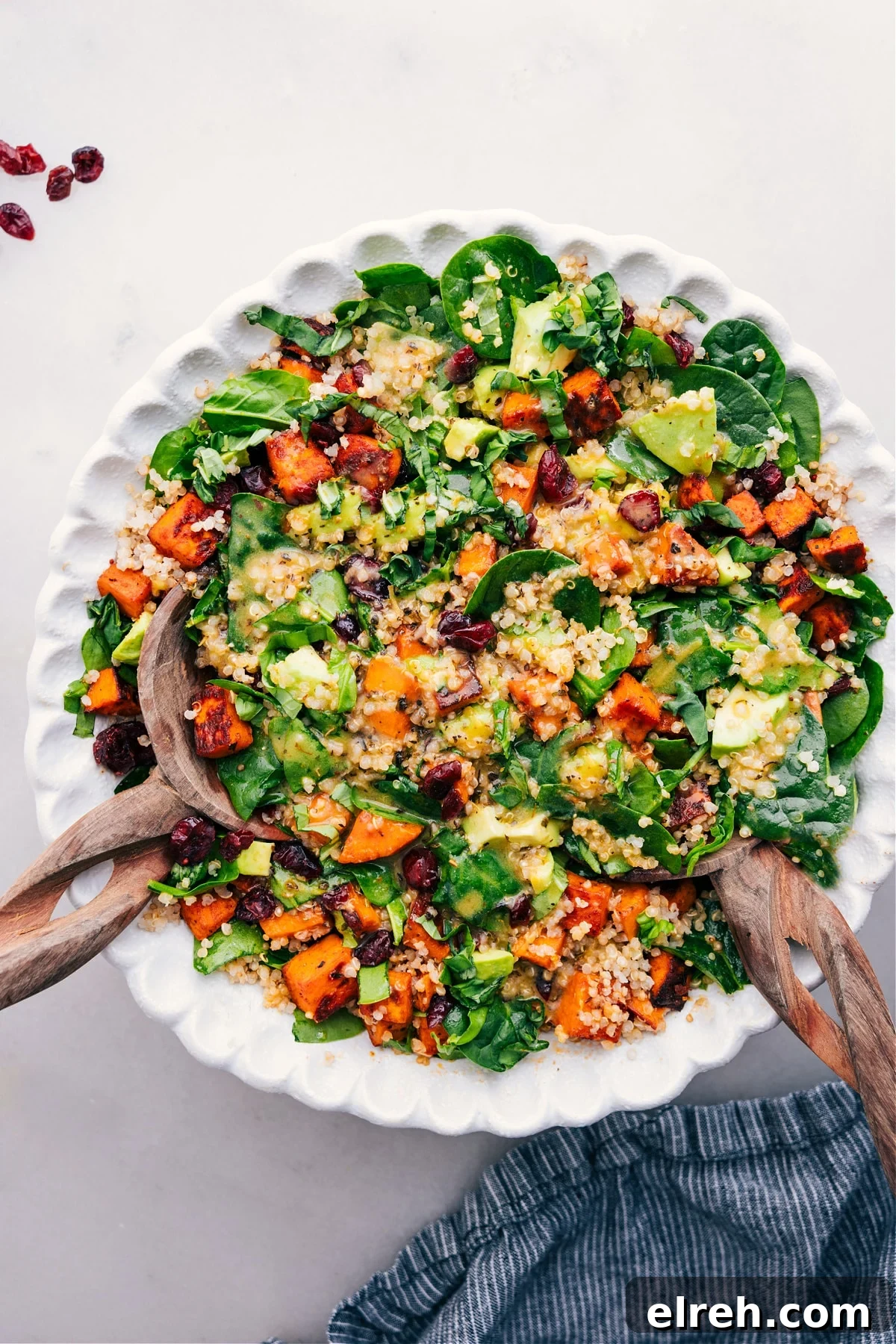 Sweet Potato Quinoa Salad Recipe Sweet Potato-Quinoa Salad in a bowl, dressed and ready to serve.